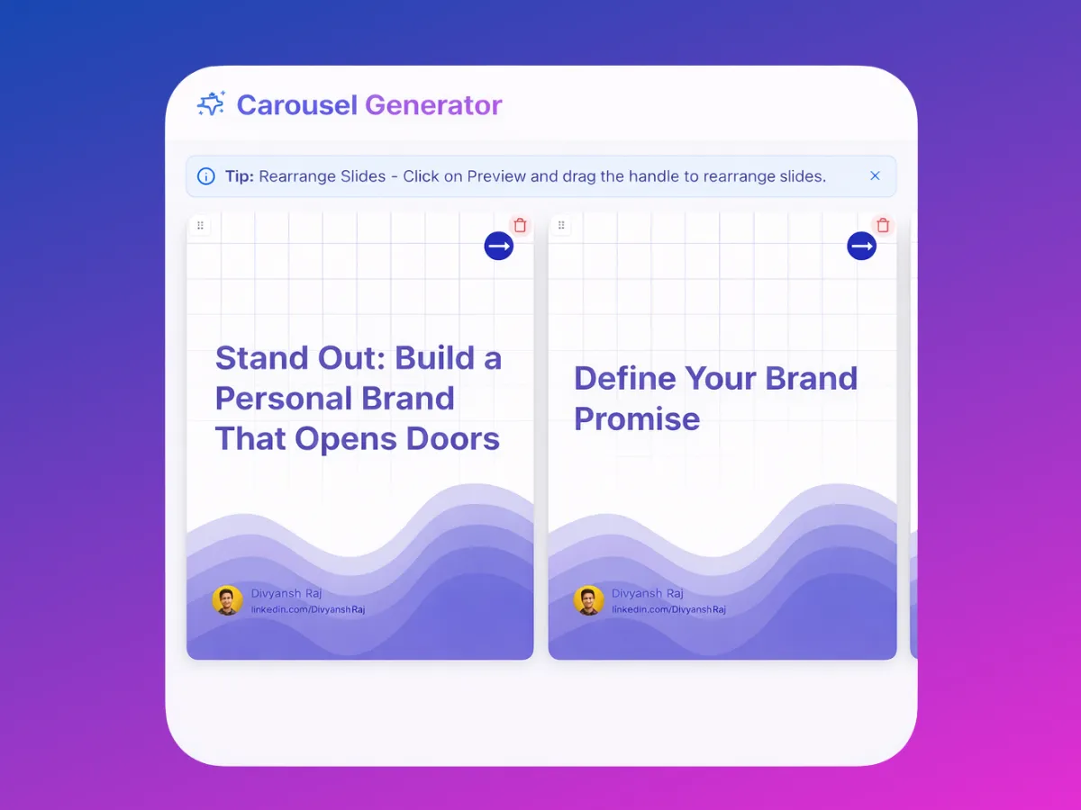 LinkedIn Carousel Generator screenshot