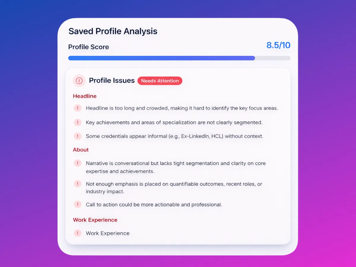 LinkedIn Profile Analyzer screenshot